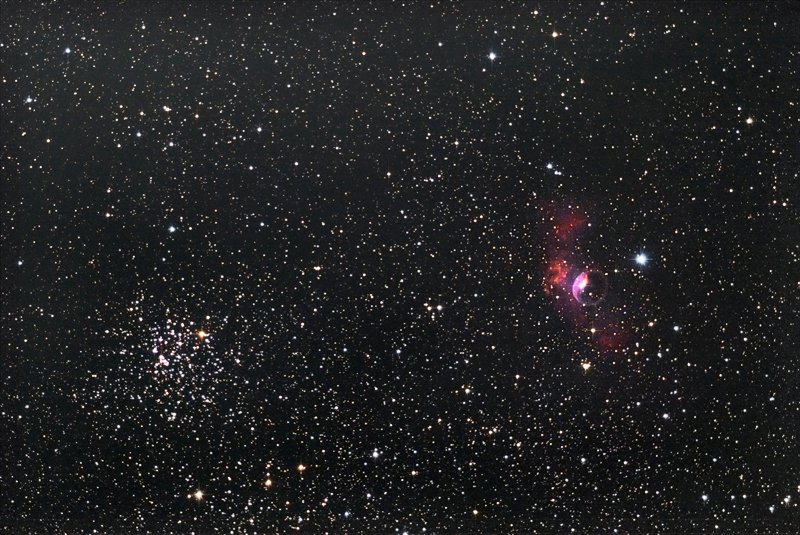 Open cluster M52 and the Bubble Nebula.